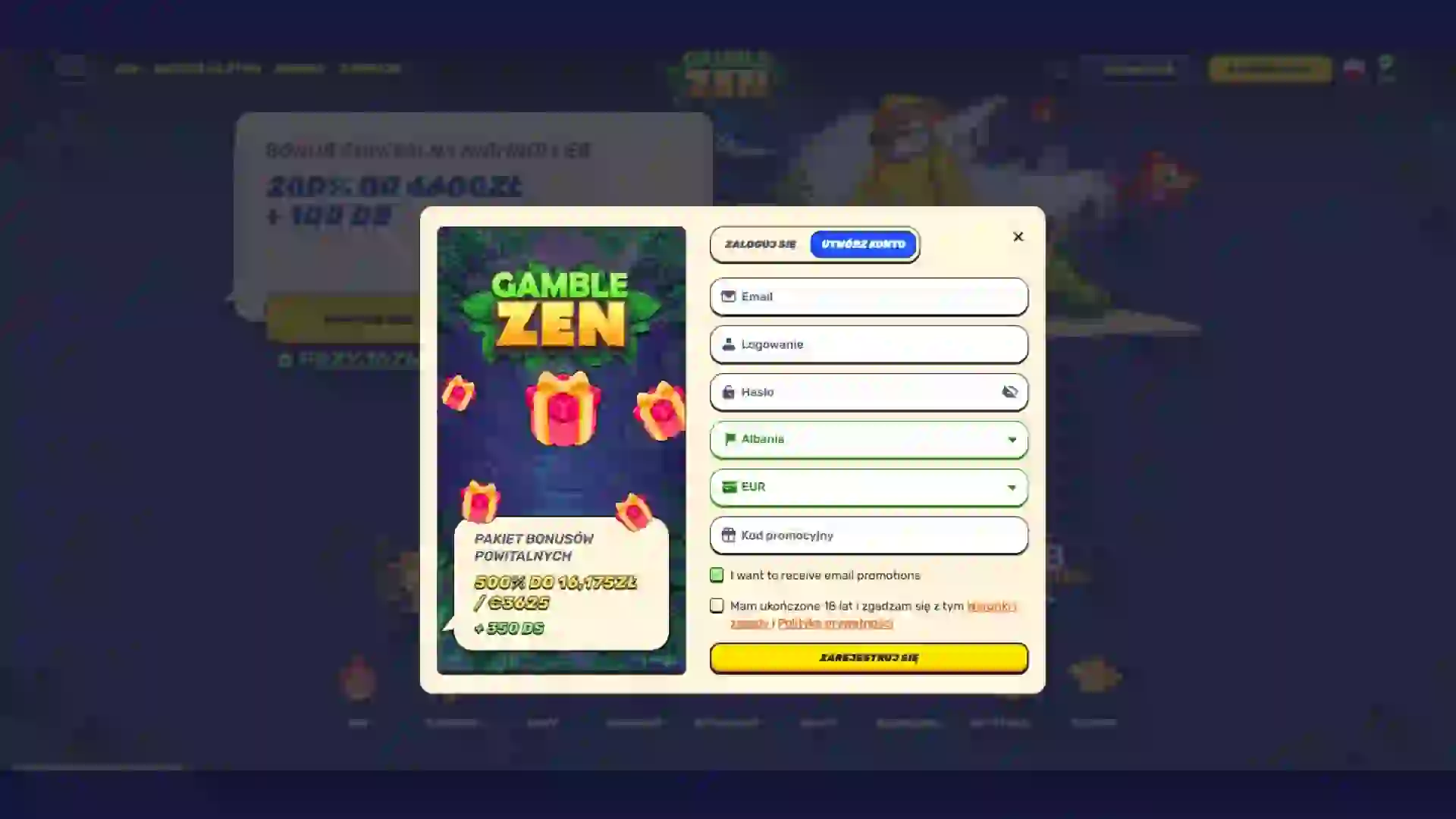 Gamblezen Rejestracja